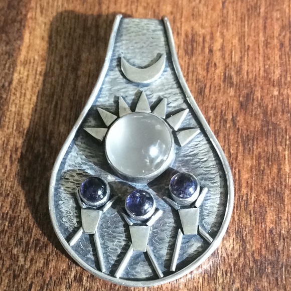 Sterling silver pendant. Moonstone/amethyst - Picture 3 of 4